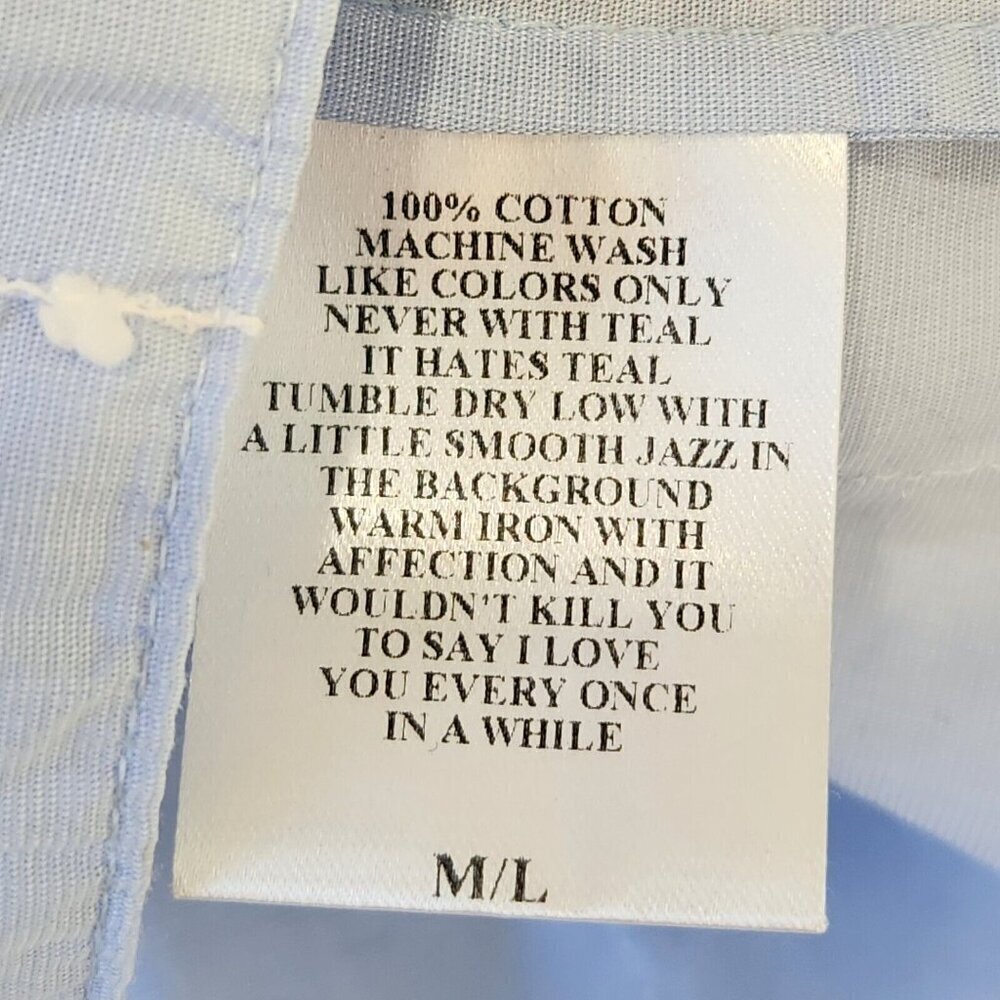 Tish Cox Button Up Blouse M/L Light Blue Swiss Dot Stripe‎ Cotton Oversized - Picture 10 of 11